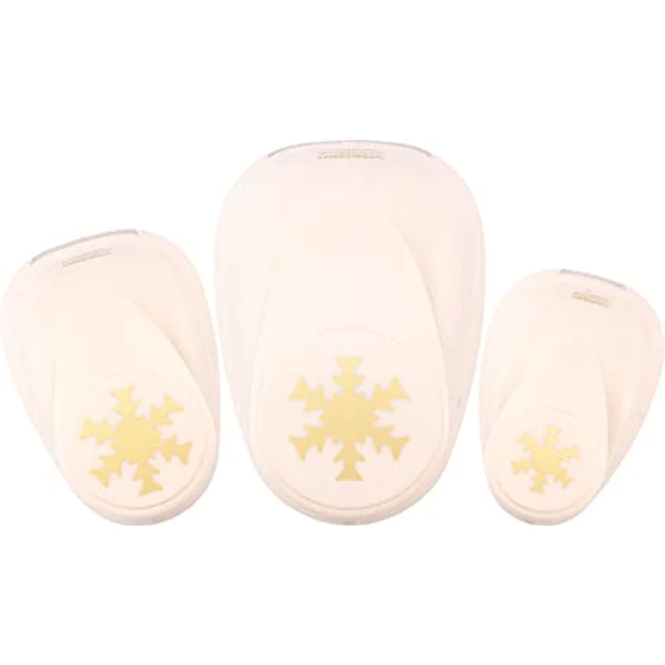 Vaessen Creative Motivstanzer Set, 3 Stück für Weihnachten, präzise Stanzer für Papier bis 250 g/m², Weiß-gold – Bild 1