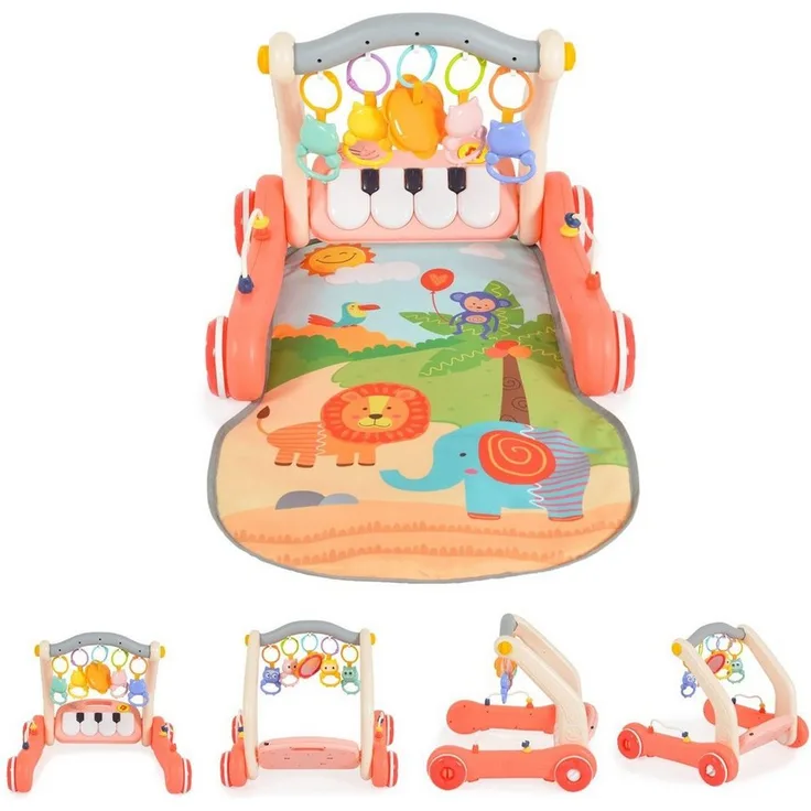 Moni Lauflernhilfe Lauflernwagen 2in1 Piano HE0637, Krabbeldecke, Spielbogen, Activitycenter, bunt