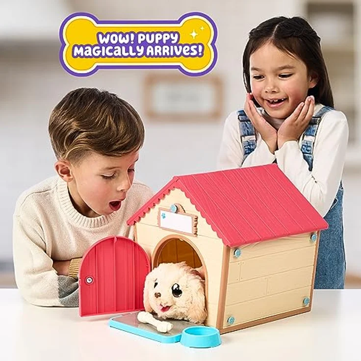 Little Live Pets My Puppy's Home: Interaktiver Hund mit DIY-Hundehütte, über 25 Geräusche und Reaktionen, blondes oder braunes Fell, blaue oder braune Augen, rotes oder grünes Halsband – Bild 5