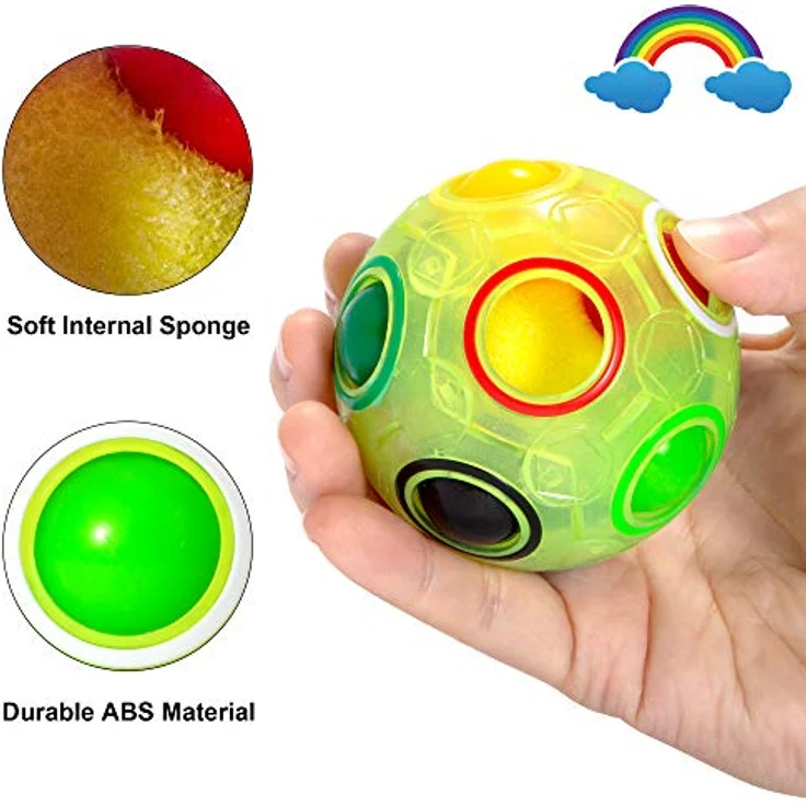 Vdealen Regenbogenball, Magischer Puzzleball aus umweltfreundlichem ABS-Material, 7 cm Durchmesser, stressabbauendes Geschicklichkeitsspiel für Kinder, Teens & Erwachsene – Bild 3