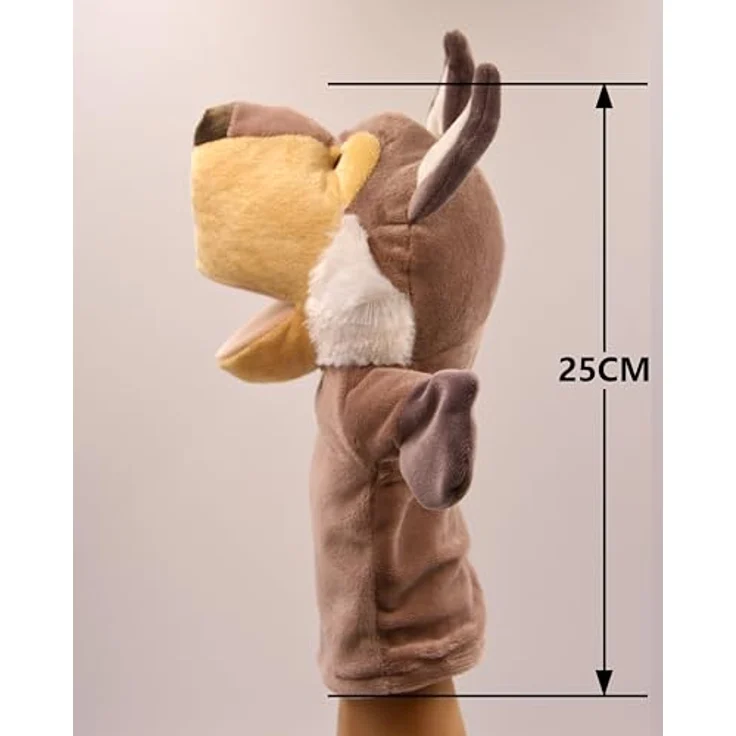 LOMTRATS Tierhandpuppen Set, Wolf, Tiger, Löwe und Affe mit beweglichen Mündern, ca. 25 cm, für Geschichtenerzählen und Vorschulunterricht, weich und waschbar – Bild 3