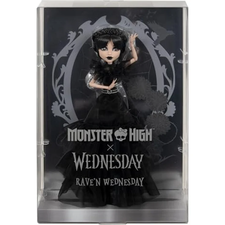 Mattel® Anziehpuppe Monster High x Wednesday Addams Raven Dress Skullector Doll, Gothic-Stil, Nevermore Academy-Uniform, Schwarz – Bild 6