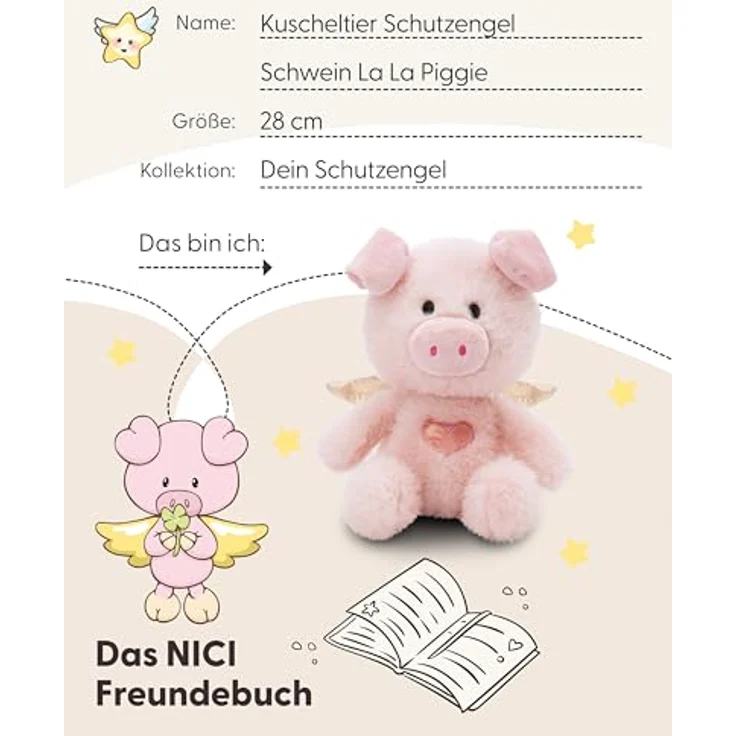 NICI La La Piggie, Kuscheltier 28 cm mit goldglänzenden Flügeln in Geschenkbox, rosa – Bild 5