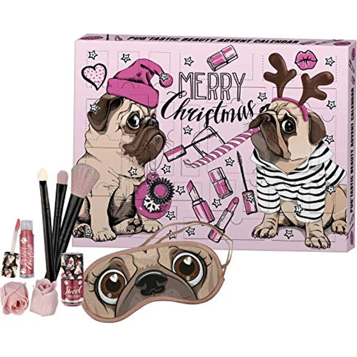 fesh! Pug'tastic Advent Calendar- Beauty Adventskalender 2021 mit Hundemotiv für Mops Fans| 24 Kosmetik Überraschungen für Mädchen, junge Frauen, Teenager, 450 g – Bild 3