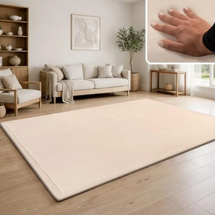 Paco Home Teppich Kinderzimmer, 160x220 cm, Creme, weich und rutschfest, geeignet für Fußbodenheizung – Bild 2