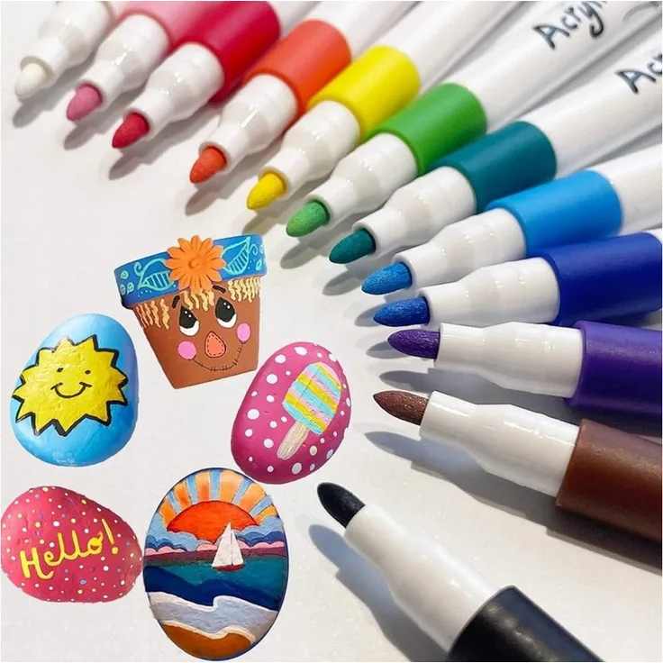 R2 Invest Acrylmarker Set, 24 Farben wasserbasiert für DIY Malen und Basteln, 24-tlg.