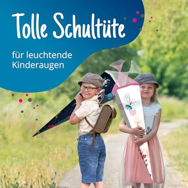 itenga Schultüte 85cm Schmetterling 6eckig - Verstärkte Zuckertüte für Mädchen zur Einschulung, modernes Design – Bild 4