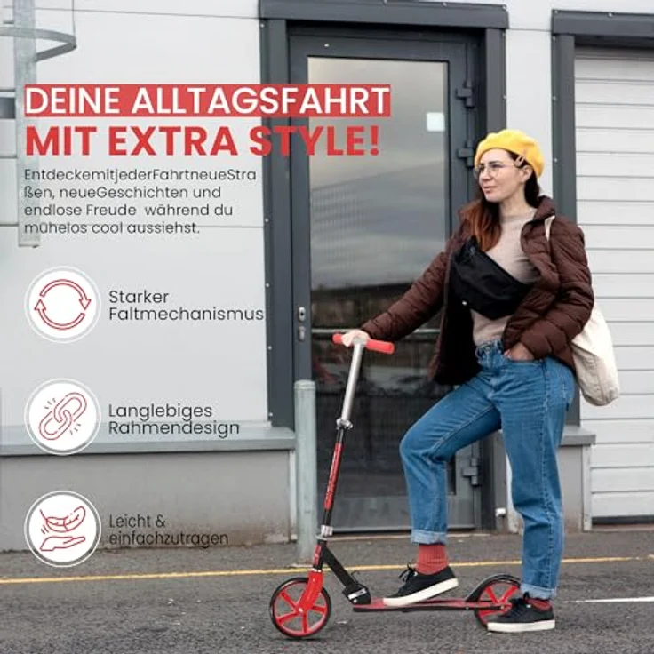 Europebazar Habib Kickroller mit 205mm XXL Rädern, klappbar für bis zu 100kg – Bild 5