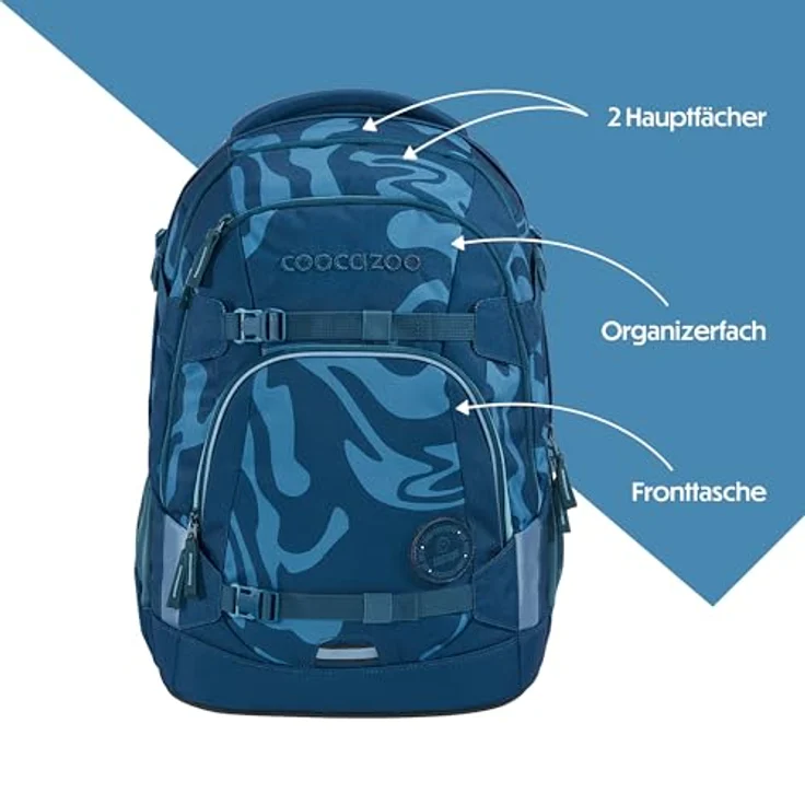 Coocazoo Schulrucksack Mate „Breaking Waves”, blauer, ergonomischer & anpassbarer Tornister, höhen- & größenverstellbar, mit Brustgurt & Hüftgurt, 30 Liter, ab der 3. Klasse – Bild 3
