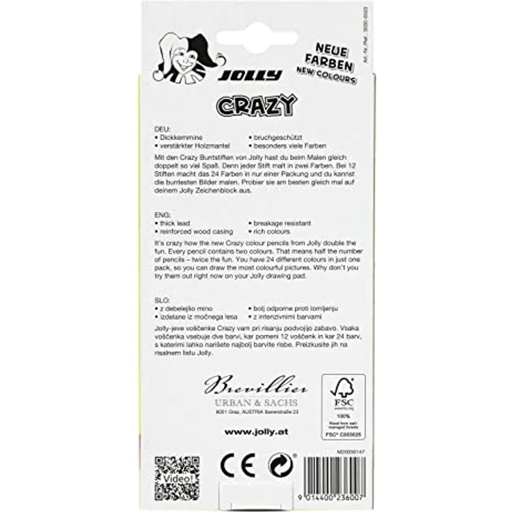 Jolly Superstick Crazy Buntstifte Farbstifte | 24 Farben mit 12 Farbstiften | Kinderfest und Bruchsicher | Ungiftig | extra dicke Mine | 12 Stifte im Kartonetui – Bild 3