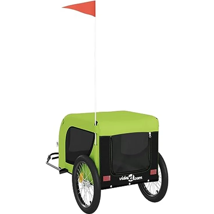 vidaXL Fahrradhundeanhänger Fahrradanhänger Hunde Grün und Schwarz Oxford-Gewebe & Eisen – Bild 8