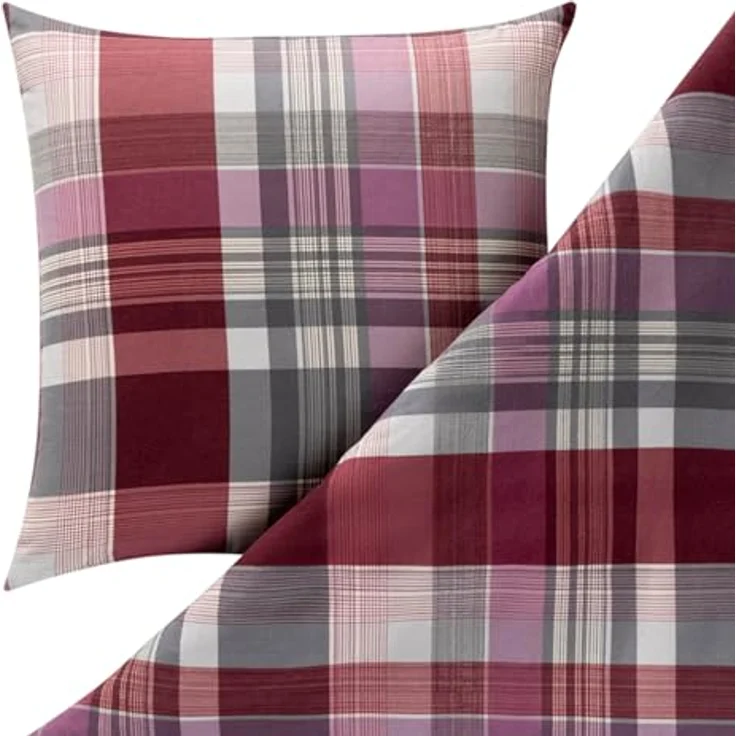 ESTELLA Kuschelflanell Bettwäsche Ambros, 100% Baumwolle, aubergine, pflegeleicht und trocknerfest – Bild 2