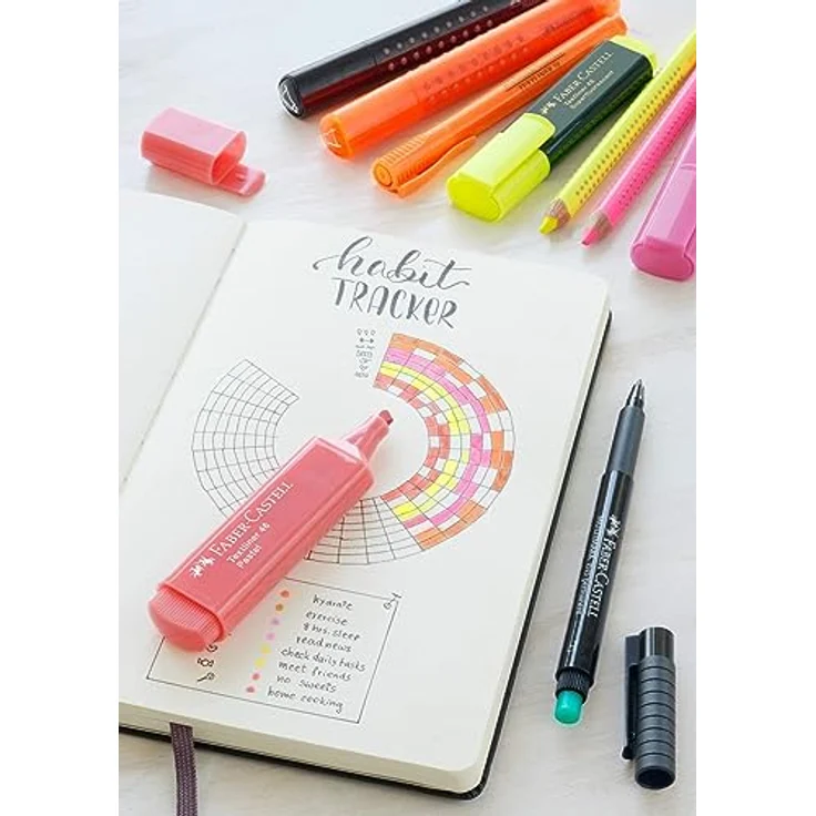 Faber-Castell 154862 - Textmarker TEXTLINER 48 Promo, 1 - 5 mm, 8er Etui, Inhalt: 3x gelb, je 1x grün, orange, rosa, blau, rot – Bild 3