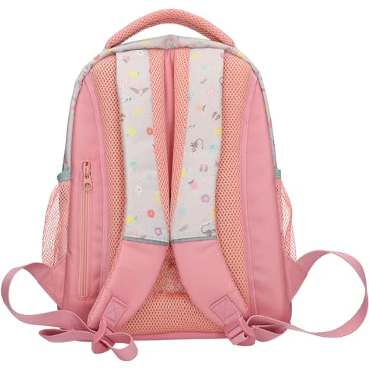 Depesche TOPModel Juicy Schulrucksack Trolley, rosa und grün, mit Model Motiv, Blumenmuster, Teleskopgriff und Rollen, 43 x 34 x 23 cm – Bild 2
