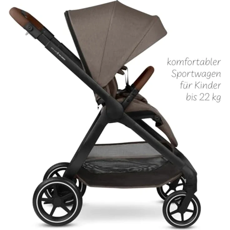 ABC Design City Life Kinderwagen / Buggy, leichter Kombikinderwagen mit 5-Punkt-Gurt, höhenverstellbarem Teleskopgriff und UV-Schutz 50+, Farbe: Nature – Bild 3