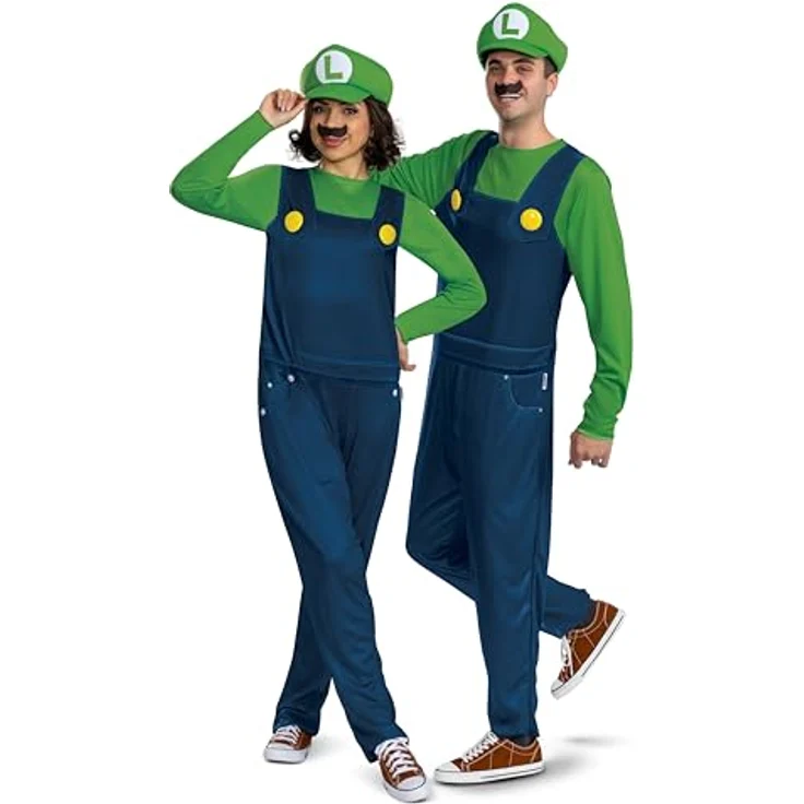 Disguise Luigi Offizielles Super Mario Bro Elevated Classic Kostüm für Erwachsene, Größe S/M, authentischer Stil mit falscher Latzhose und gelben Knöpfen – Bild 5