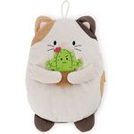 Nici mymochi Katze Angy mit Kaktus, 300 ml Wärmflasche 2in1 - Kuscheltier aus recyceltem Material, 30 cm