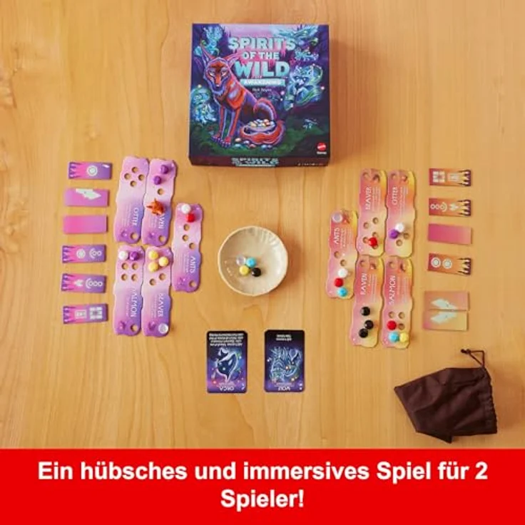 Mattel games Spirits of the Wild - The Awakening, Brettspiel für 2 Spieler mit bunten Aktionssteinen und magischen Kartenelementen – Bild 4