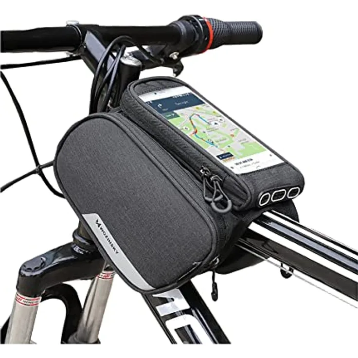 Wozinsky WBB2BK Fahrradtasche, wasserdichte Gepäcktasche mit Handyhalterung für Smartphones bis 6,5 Zoll, 1,5 L Volumen