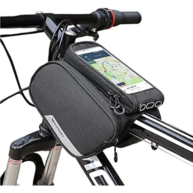 Wozinsky WBB2BK Fahrradtasche, wasserdichte Gepäcktasche mit Handyhalterung für Smartphones bis 6,5 Zoll, 1,5 L Volumen – Bild 1