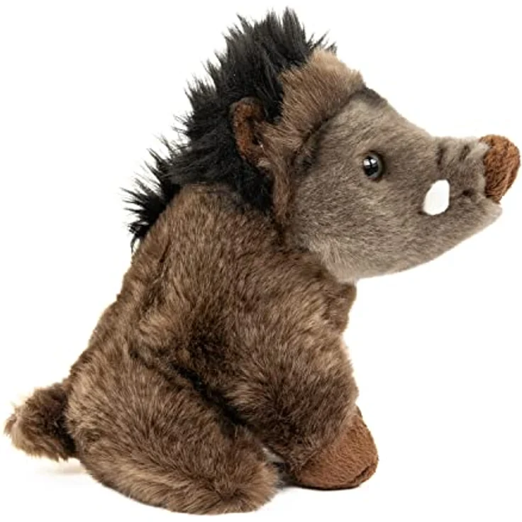 Teddys Rothenburg Kuscheltier Wildschwein, 18 cm sitzend aus kuschelweichem Plüsch, dunkelbraun, maschinenwaschbar bis 30°C – Bild 2
