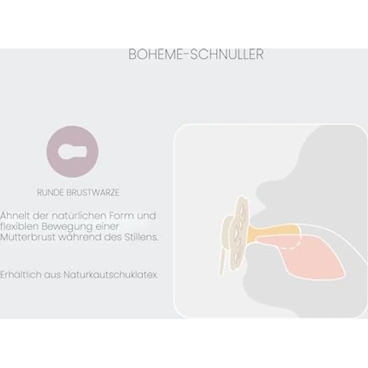 BIBS Boheme Natural Rubber Schnuller Größe 1, 0+ Monate, 2er Set, Dusty Pink / Elderberry, fördert gesunde Zahnfleisentwicklung – Bild 3