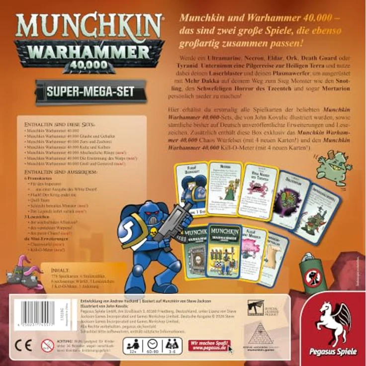 Pegasus Spiele Munchkin Warhammer 40K Super Mega Set, Familienspiel mit 778 Spielkarten und zahlreichen Erweiterungen, für 3-6 Spieler – Bild 4