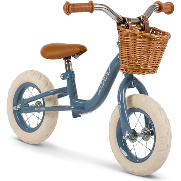 Huffy Laufrad Huffy Vintage Laufrad 10 Zoll, Blau - Laufrad ohne Pedale für Kinder, mit Vintage-Rahmen und Weidenkorb – Bild 2