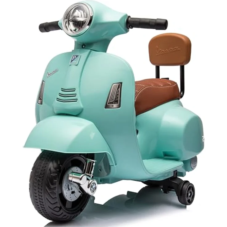 Sun Baby Vespa Elektroroller Kinderfahrzeug Scooter (Grün mit Rückenlehne) – Bild 1