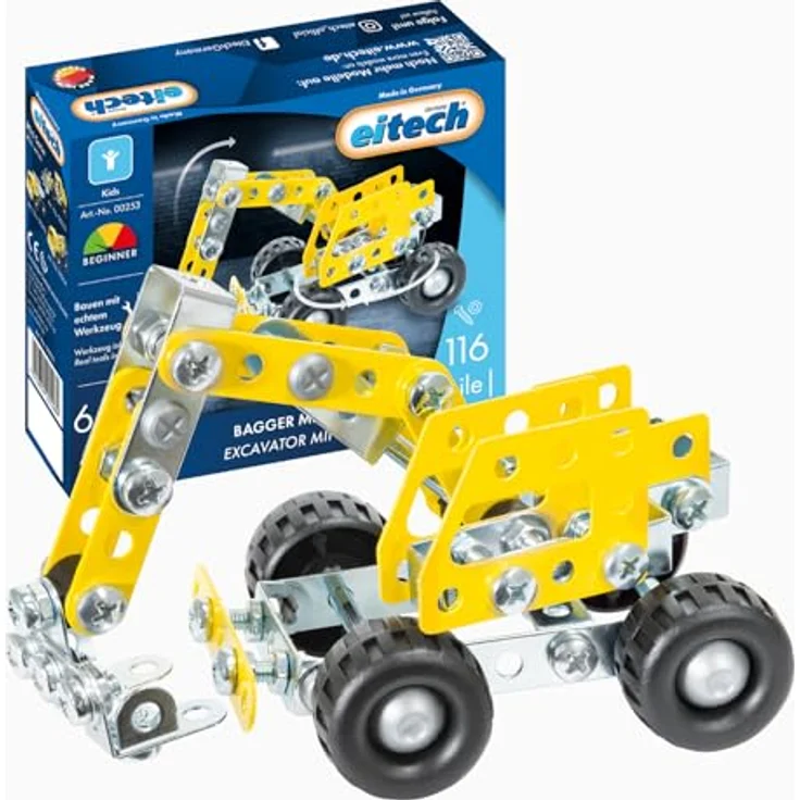 Eitech Mini Bagger Metallbaukasten, 116 Teile, Made in Germany für kreative Bauabenteuer – Bild 1