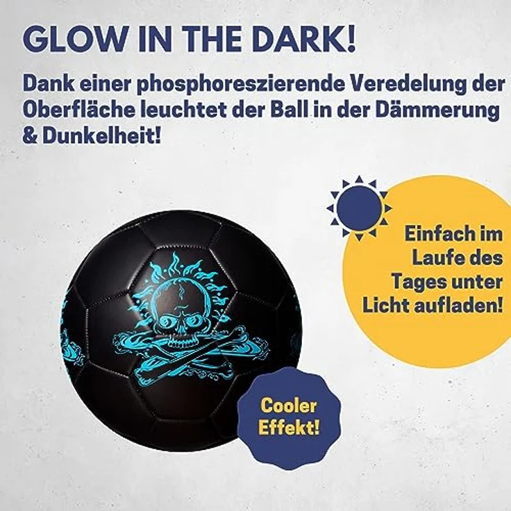 BEST SPORTING Glow In The Dark Fußball Größe 5 für Kinder & Erwachsene, PVC Leuchtball mit Phosphoreszenz-Effekt, Fußball-Kinder – Bild 4