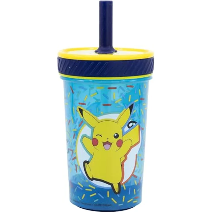 Stor Pokemon Kunststoffbecher mit Silikon-Trinkhalm, 370 ml, sturzsicher, kippsicher, auslaufsicher, BPA-frei für Kinder – Bild 2