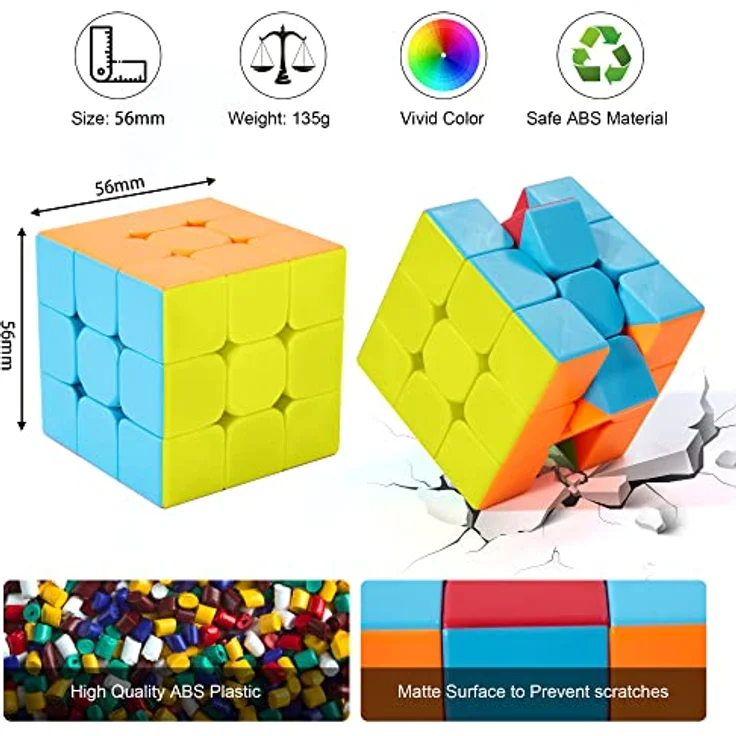 ROXENDA Speed Cube 3x3 Zauberwürfel Stickerless - Professional & Solides & Langlebiges, Dreht Sich Schneller als das Original (3x3x3) – Bild 4
