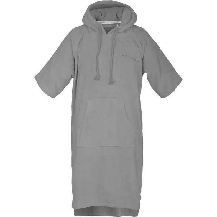 TOM TAILOR Bademantel Surfponcho mit Kapuze, S/M, Baumwolle, Unisex, Logostickerei, Bauchtasche
