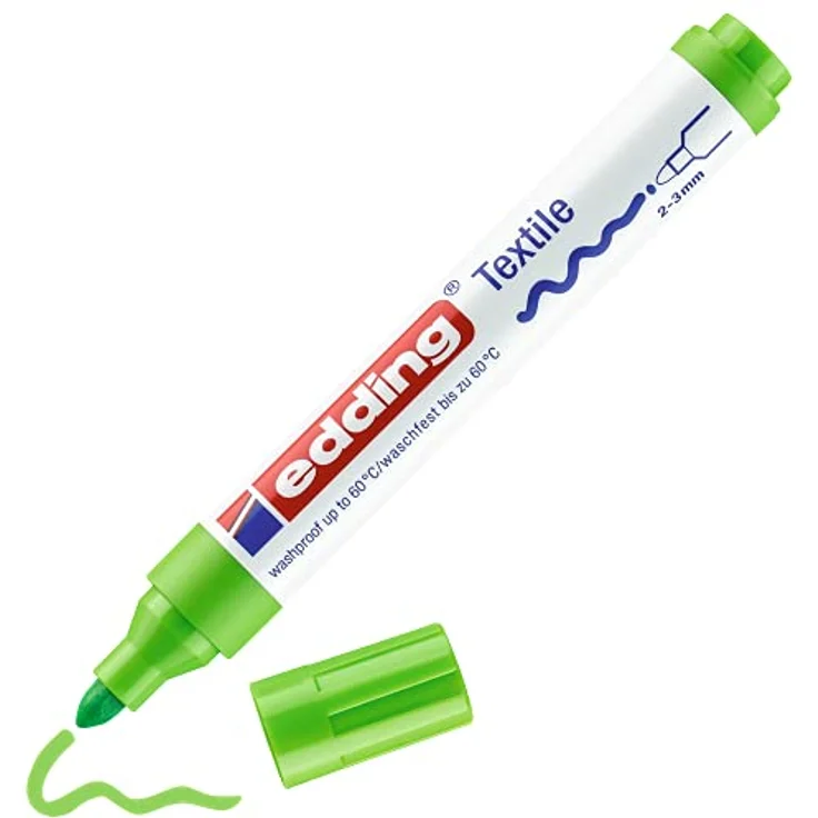 edding 4500 Textilmarker - hell-grün - 1 Stift - Rundspitze 2-3 mm - Textilstifte waschmaschinenfest (60 °C) zum Stoff bemalen - Stoffmalstift – Bild 1
