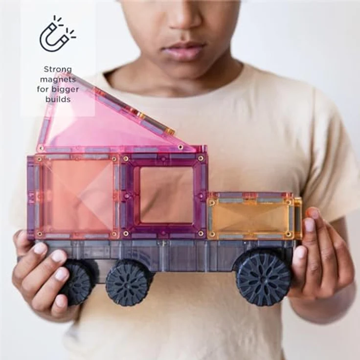 Connetix Magnetische Fliesen Pastell Transportieren Packen, 50 Stück mit Fahrzeugdesign – Bild 2
