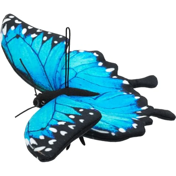Uni-Toys Schmetterling blau, Plüsch-Insekt mit Schlaufe, 26 cm Breite, aus 100% recyceltem Füllmaterial, hochwertig verarbeitet – Bild 4