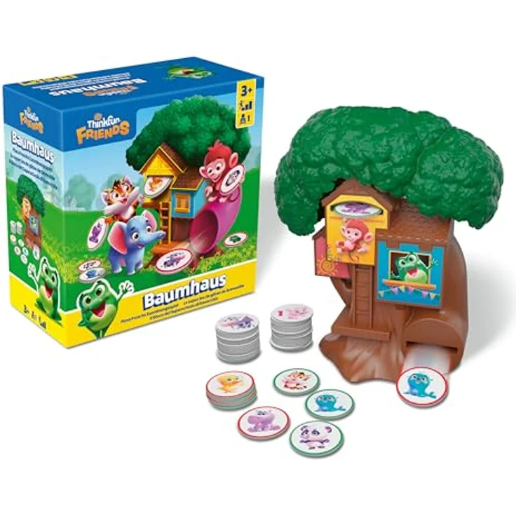 ThinkFun Baumhaus 76655, Zuordnungs-Logikspiel mit Flora Frosch für Kinder ab 3 Jahren, 36 Motiv-Chips, 3 Schwierigkeitslevel – Bild 1