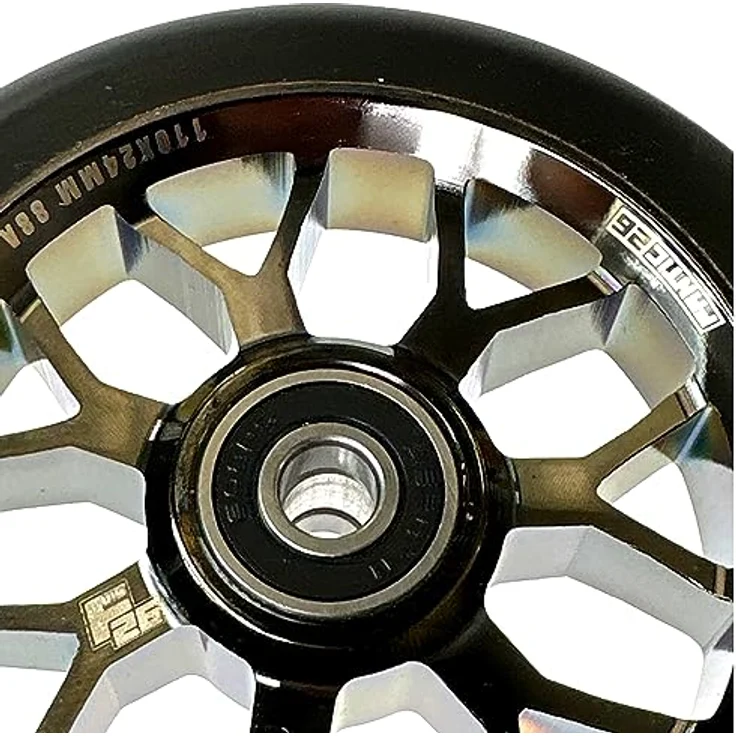 Fantic26 Stunt Scooter Ersatzteile Bundle, 110mm Rollen mit ABEC-11 Lagern, robuste Griffe und reißfestes Griptape, schwarz – Bild 5
