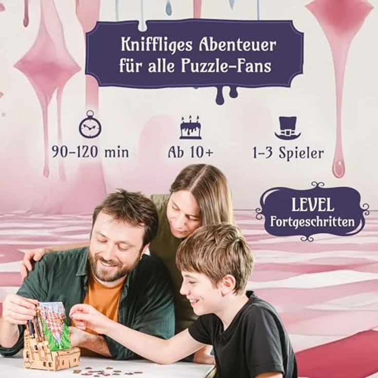 iDventure Wonderbox of Alice, Familienspiel Abenteuer im Wunderland, 3D Holzpuzzle mit Geheimfach, für Erwachsene und Kinder ab 10 Jahren – Bild 4