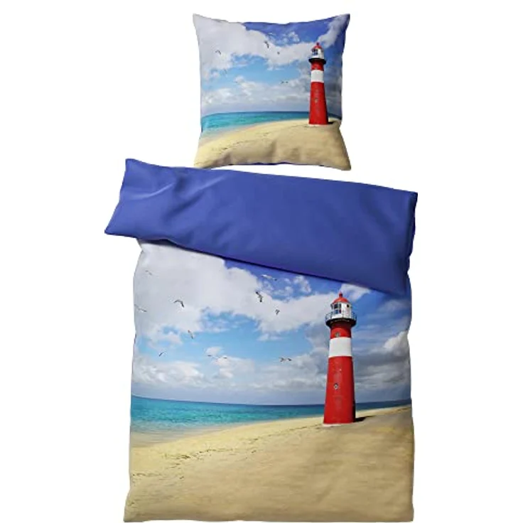Sanilo Bettwäsche 135x200 cm, 100% feinste Baumwolle, Oeko-TEX Zertifiziert, Leuchtturm Design (2-teilig) – Bild 3
