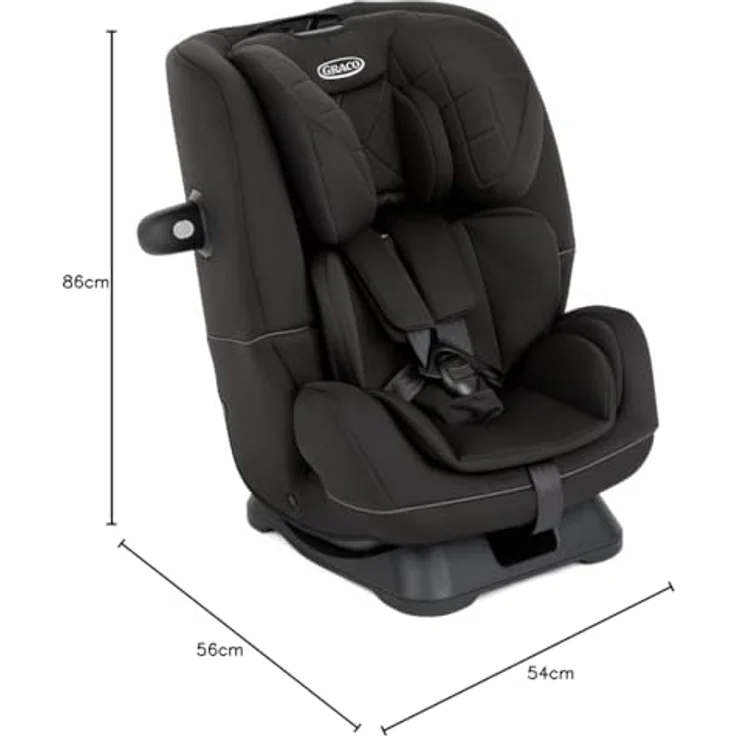 Graco Reboarder-Kindersitz SlimFit R129 inkl. Sitzverkleinerer - Midnight, Kindersitz ab Geburt bis 12 Jahre, rückwärtsgerichtet bis 105 cm, vorwärtsgerichtet ab 100 cm – Bild 6