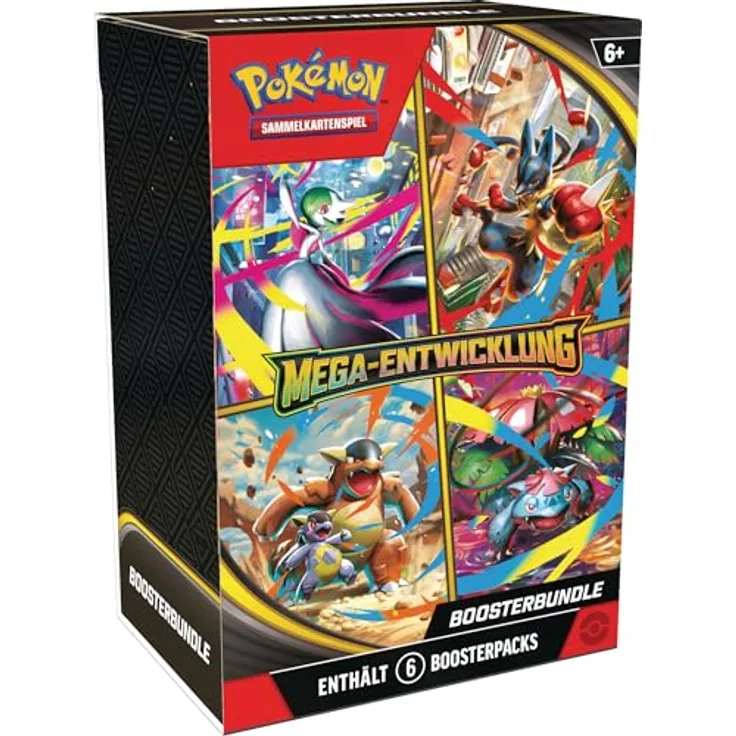 Pokémon Pokémon-Sammelkartenspiel: Boosterbundle Mega-Entwicklung, 6 Boosterpacks aus Karmesin & Purpur mit Mega-Entwicklung-Pokémon-ex