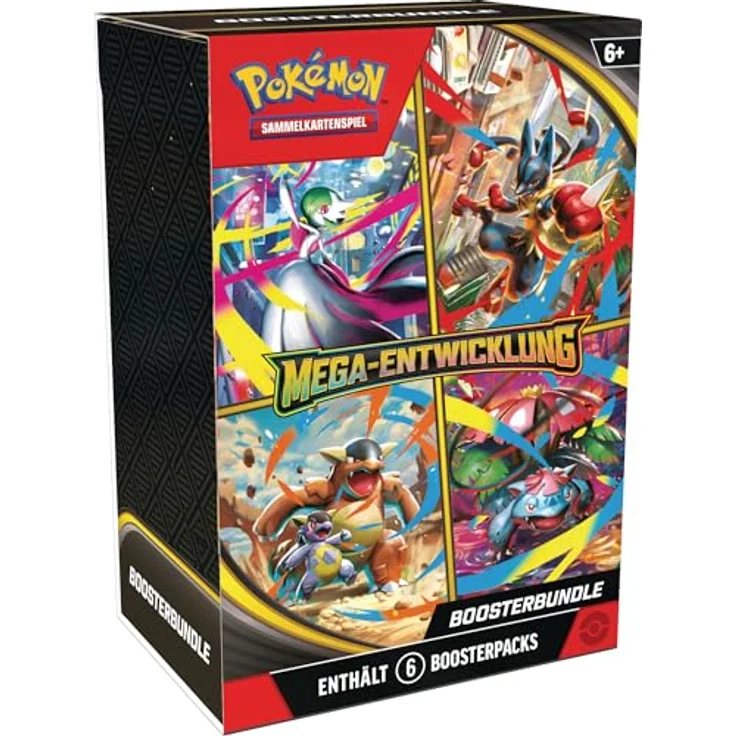 Pokémon Pokémon-Sammelkartenspiel: Boosterbundle Mega-Entwicklung, 6 Boosterpacks aus Karmesin & Purpur mit Mega-Entwicklung-Pokémon-ex – Bild 1