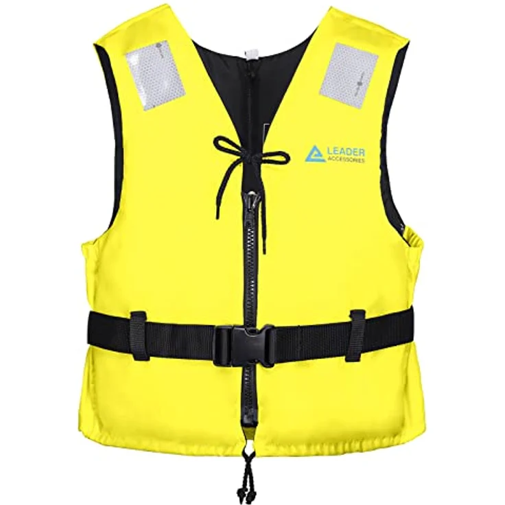 Leader International Schwimmhilfe Erwachsene, Feststoffweste mit 45N Auftrieb, Gelb, Größe M (50-70kg) – Bild 1