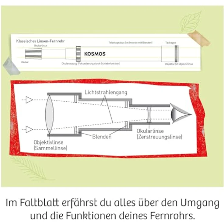 KOSMOS 676940 Fernrohr, Linsenfernrohr mit 30-facher Vergrößerung, stabiler Okularauszug, für Kinder ab 8 Jahren, mit Tipps zur Anwendung und Beobachtungen – Bild 4