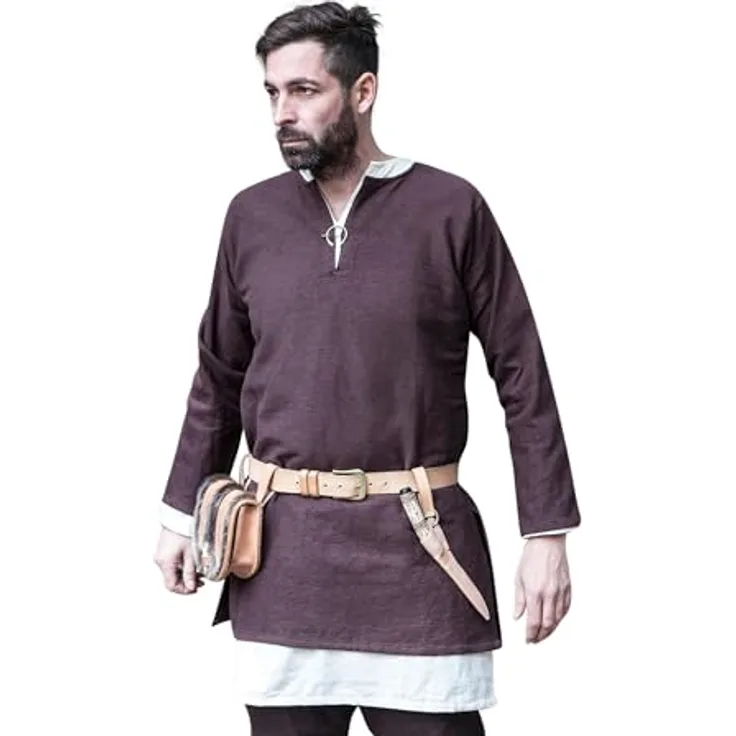 Burgschneider Kurztunika Erik, Unisex, Braun, Baumwolle, Historisch - Early Medieval, Viking
