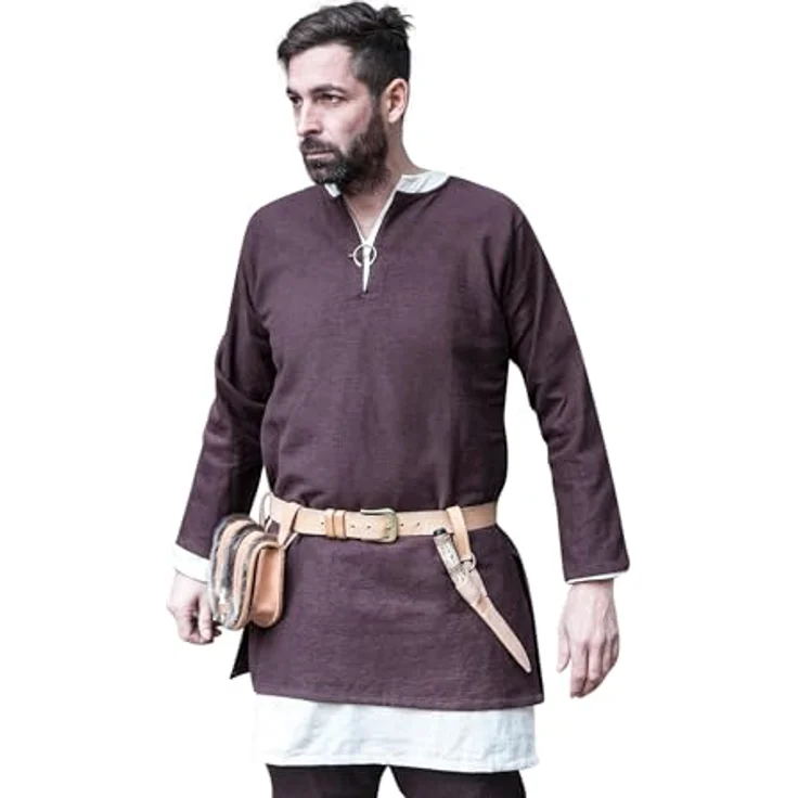 Burgschneider Kurztunika Erik, Unisex, Braun, Baumwolle, Historisch - Early Medieval, Viking – Bild 1