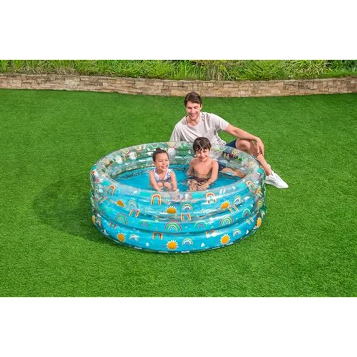 Bestway Planschbecken Rainbow Splash Ø 150 x 53 cm, Wasserkapazität: 445 Liter, PVC, fröhliches Regenbogen-Design – Bild 2