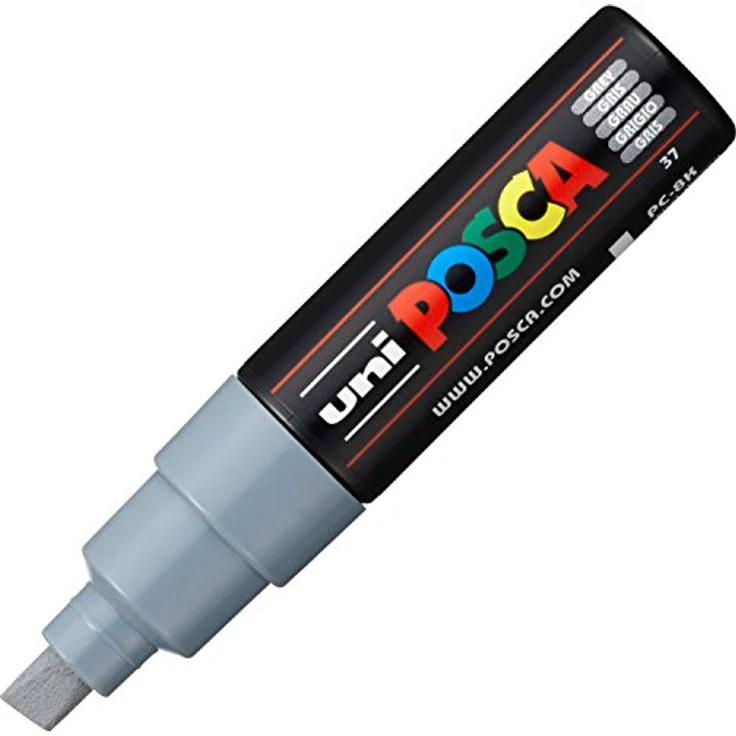 uni-ball 182633 - POSCA Marker mit breiter Keilspitze, grau – Bild 2